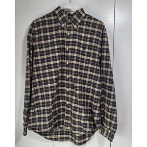 Ralph Lauren Men's Large Long Sleeve Button Down Shirt Plaid Blue Yellow